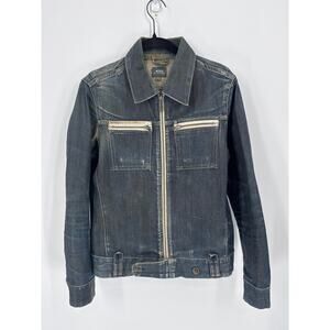 G-Star Raw Mens 70s Western Denim Jacket Zip Front Workwear Blue Size Small